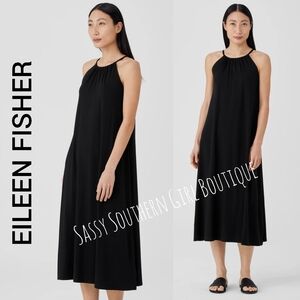 ⭐🆕 Eileen Fisher black halter midi dress